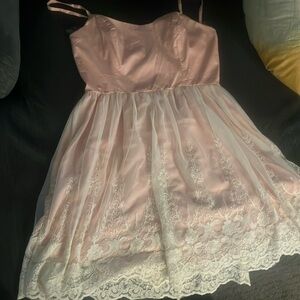 Size 13 juniors light pink and ivory lace dress